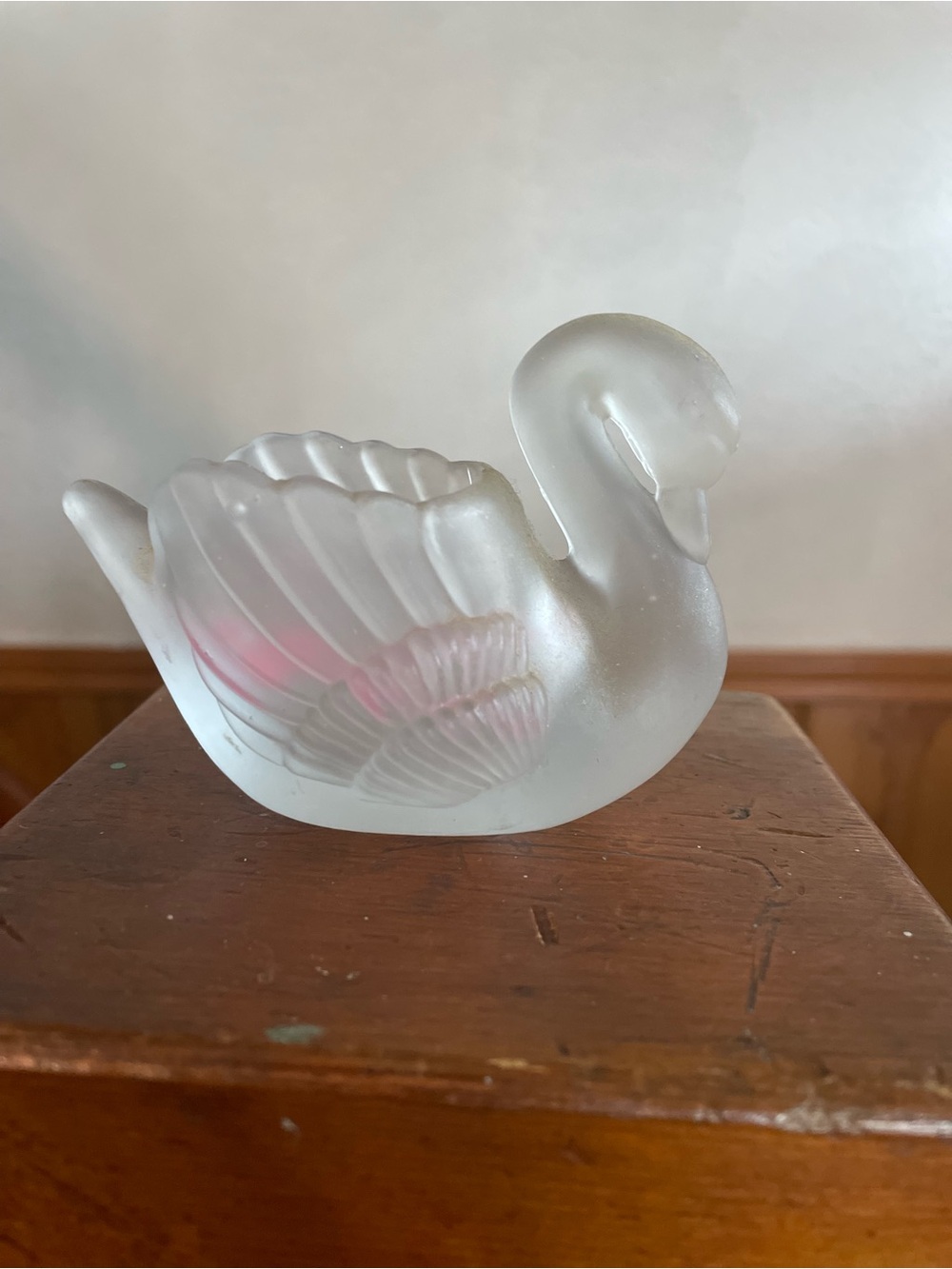 Vintage Frosted Glass Swan Candle Holder Figurine home decor